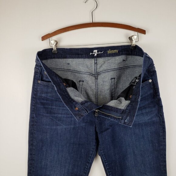 7 For All Mankind 7FAM Slimmy Jeans Dark Blue Wash Denim Mens Size 38 x 28.25 - Picture 7 of 10